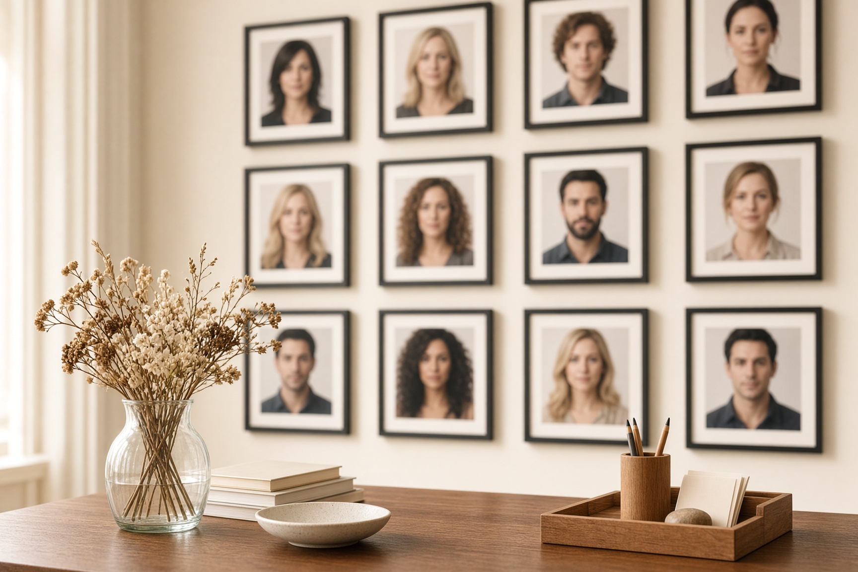 Artist portraits in an agency office