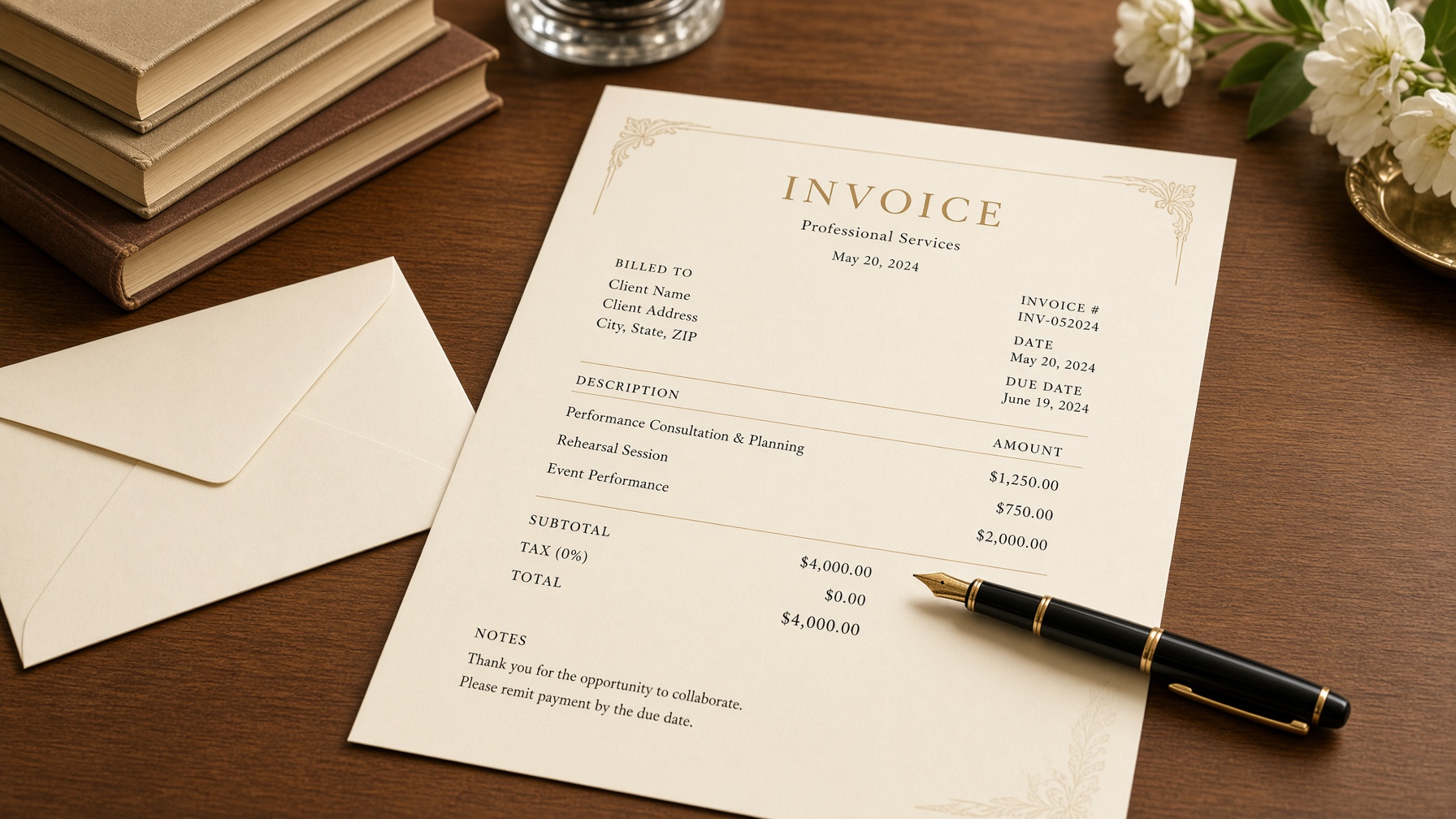 Office invoice on letterhead